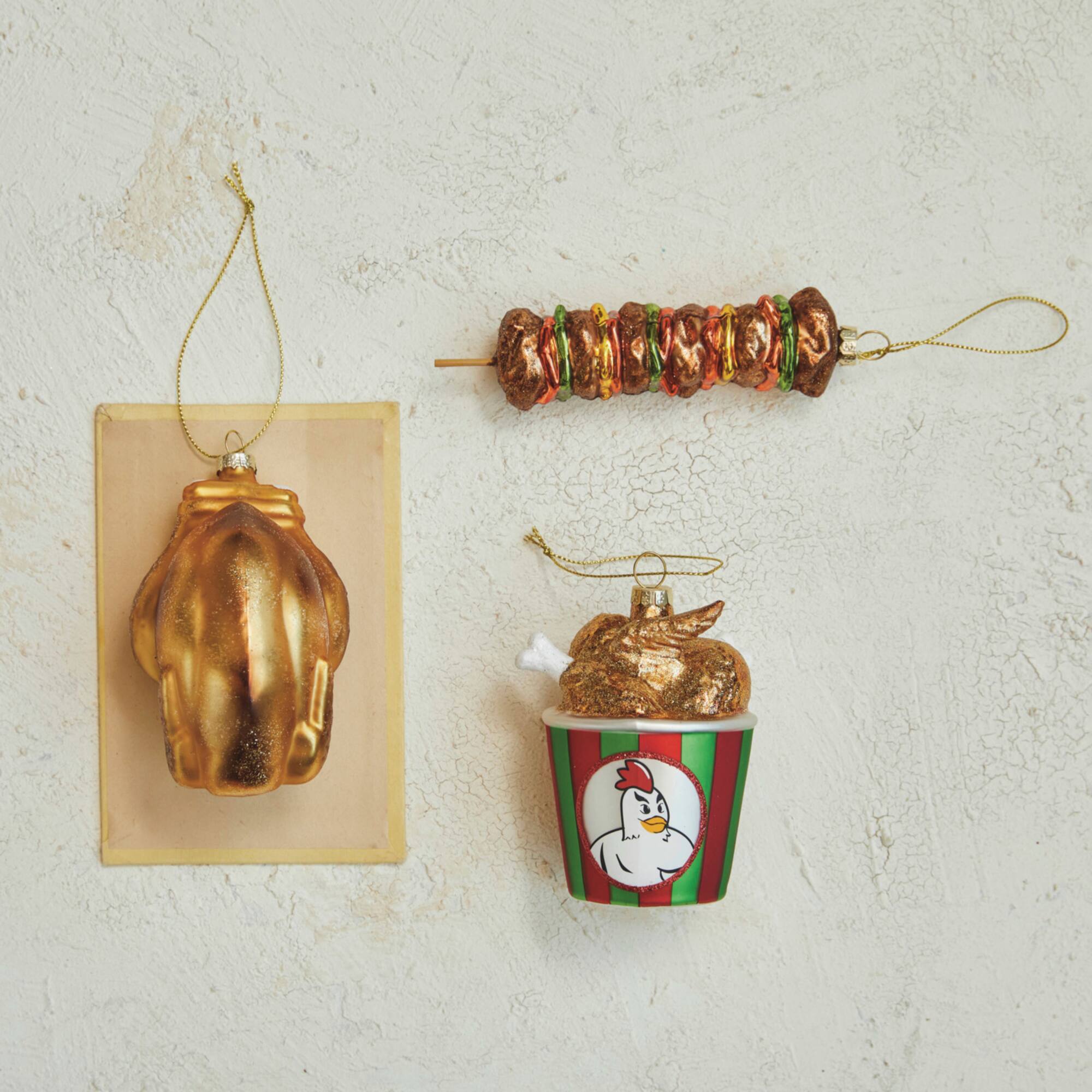 Hello Honey® 4" Glass Fried Chicken Bucket Ornament with Glitter